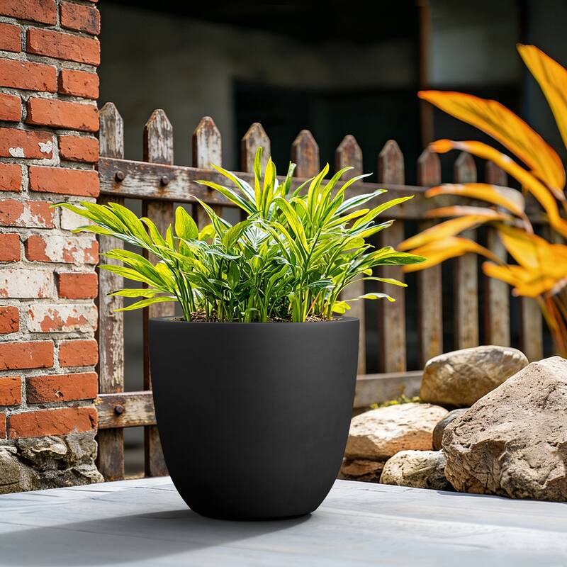 Concrete Tall Round Pot for Indoor & Outdoor(Upgraded Interior)