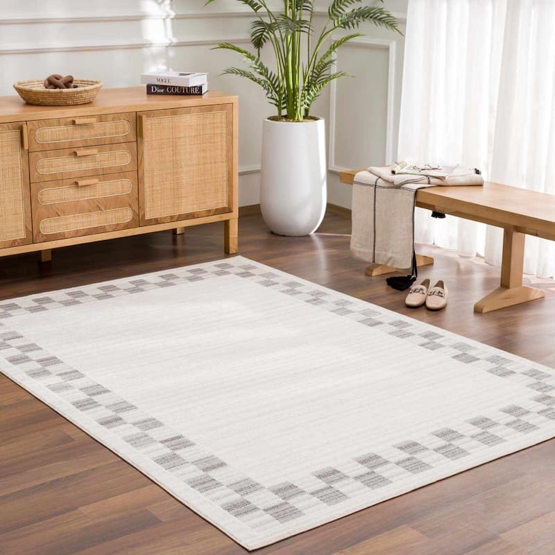 Hauteloom Azrika Hallway, Kitchen Machine Washable Runner Rug - Dark Brown, Beige, Dark Beige - 2'7" x 7'3"