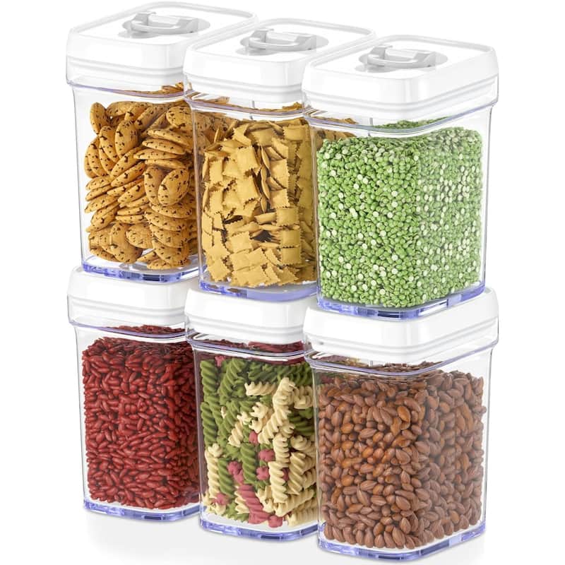 DWËLLZA KITCHEN Clear Airtight Food Storage Containers for Pantry With White Lids - Clear