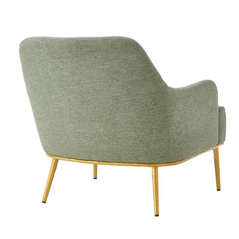 Modern Accent Chair Upholstered Armchair Single Sofa Chair with Curved Backrest and Gold Metal Legs for Living Room