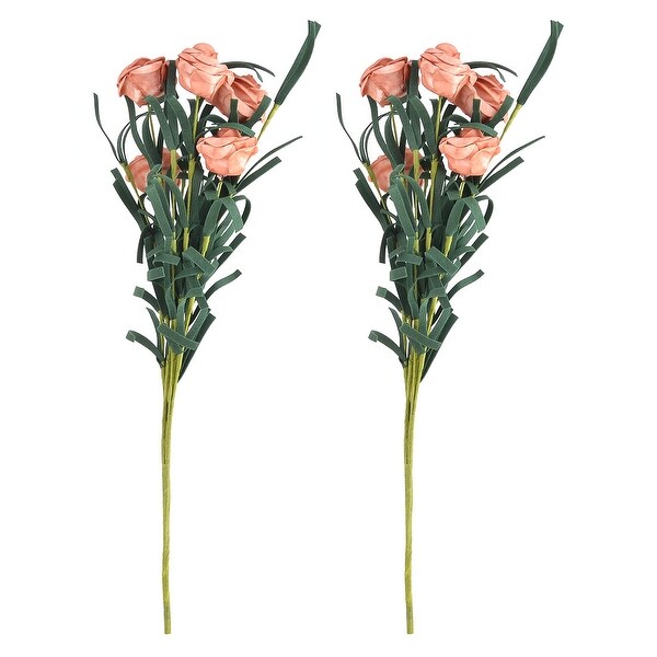 Home Desktop Foam Handicraft Emulational Artificial Rose Bouquet Flower Orange 2pcs