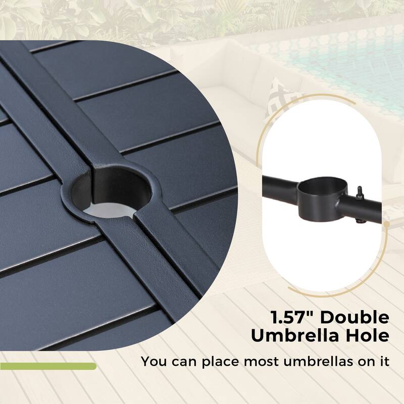 MAISON ARTS 7-Piece Outdoor Dining Set 6 Textilene Chairs and Metal Rectangular Outdoor Dining Table