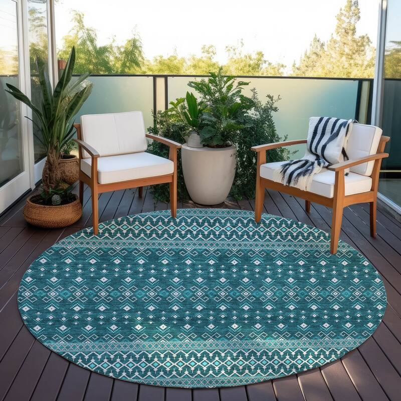 Machine Washable Indoor/ Outdoor Chantille Boho Morrocan Rug
