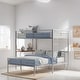 preview thumbnail 2 of 7, Twin Over Full Bunk Bed with Desk, Metal Bed with Ladder, Kid's Bed with Quality Slats for Bedroom, Metallic Silver
