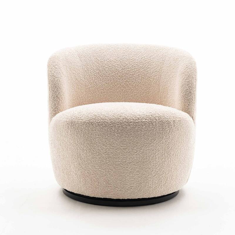 Swivel Accent Chair, Furry Round Barrel Chair