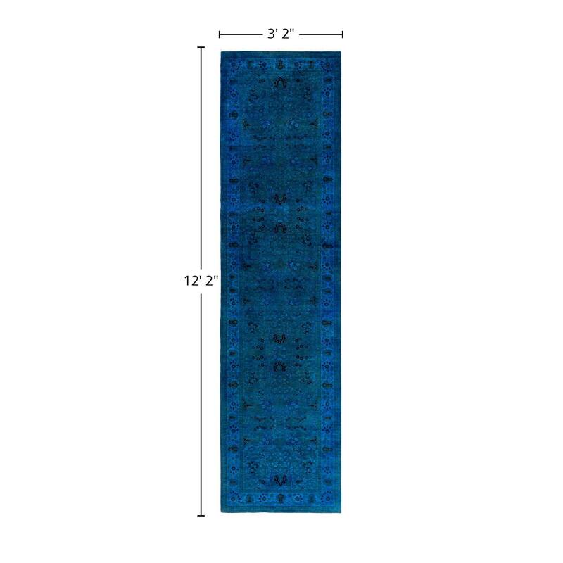 Fine Vibrance One-of-a-Kind Hand-Knotted Runner Rug - Brown, 3' 2" x 12' 2" - 3' 2" x 12' 2"
