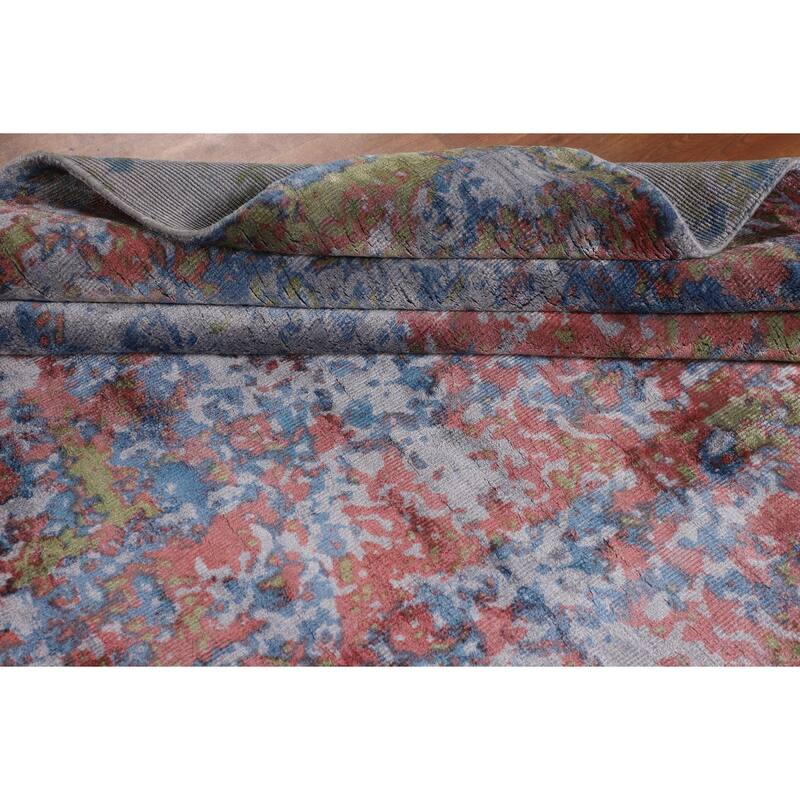 Contemporary Abstract Area Rug Handmade Oriental Wool Carpet - 6'0" X 7'9"
