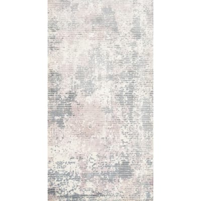 Hand Knotted Oriental Viscose Silk Carpet Modern Abstract Greys & Charcoal Abstract Area Rug - 4' 0'' X 2' 0''