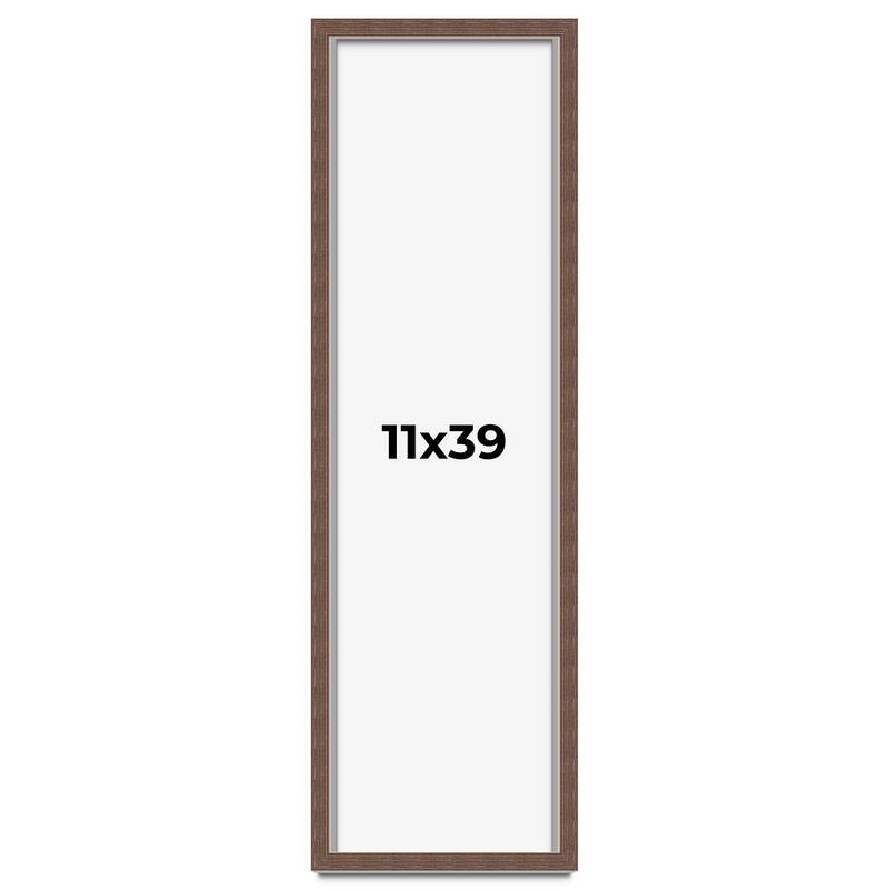 11x39 Shadow Box Frame Brown | 1.125 inches Deep Real Wood Rustic