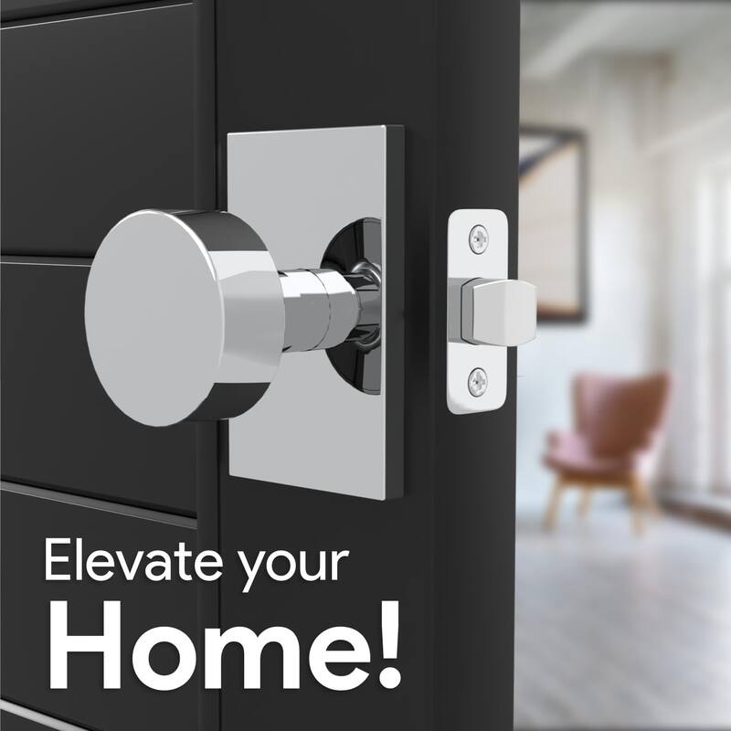 Modern Mega Handles LAURA Keyless Reversible Round Passage Door Knob for Hallway, Closet, Bathroom, Easy Install