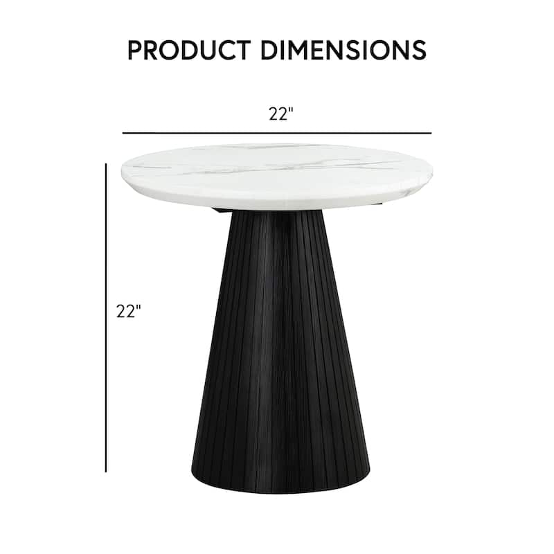 Furniture of America Tonix Modern White and Black Round Faux Marble Top End Table