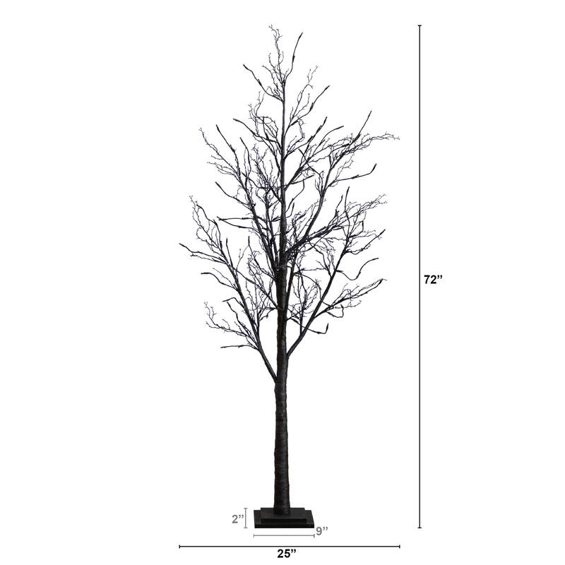 Pre-Lit Black Twig Artificial Halloween Tree - 6' - Dual Color LED Lights