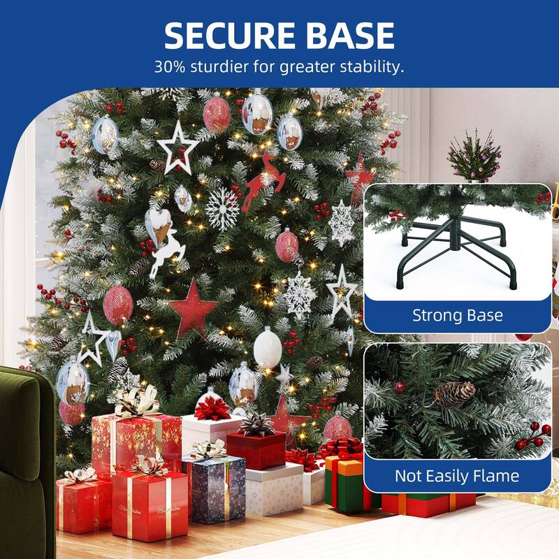 6/7.5FT Prelit Frosted Green Christmas Tree with Remote