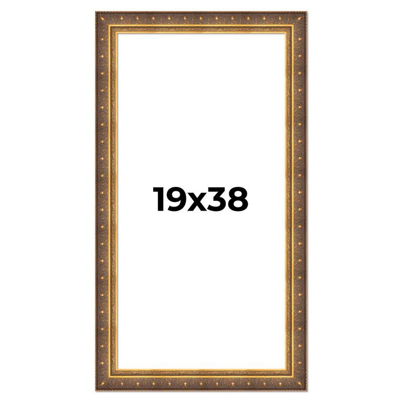 19x38 Frame Gold Real Wood Picture Frame inches Interior Frame Depth 1 inches Museo Bronze Ornate Photo Frame with UV Acrylic