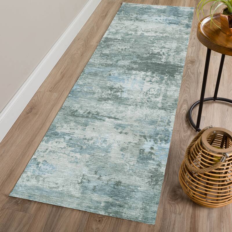 Machine Washable Indoor/ Outdoor Modern Solid Chantille Rug