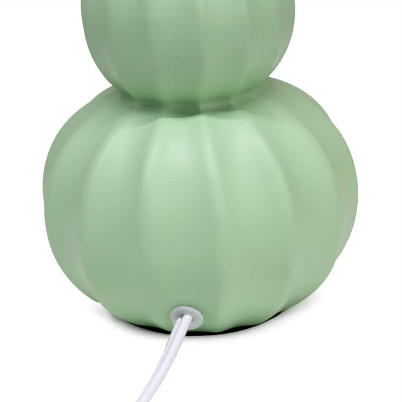 Double Gourd Ceramic Table Lamp with Fabric Shade - 6 x 6 x 13 in. (L x W x H)