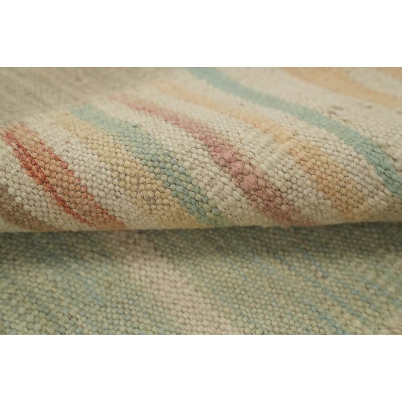 Hand Woven Oriental 100% Wool Carpet Southwestern Tribal Multi-Colored Kilim Area Rug - 11' 8'' X 8' 11''