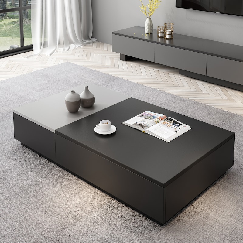 51.18" Lift Top Coffee Table with Hidden Storage Compartment and 2 Drawers