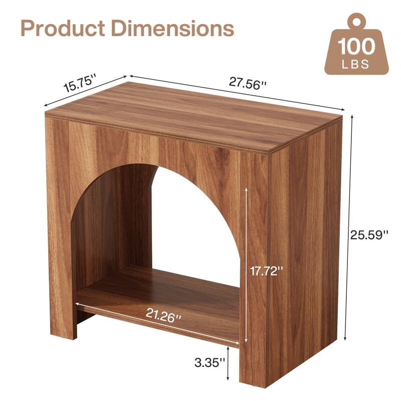 Farmhouse End Table for Living Room Large Side Table with Storage Sofa Table