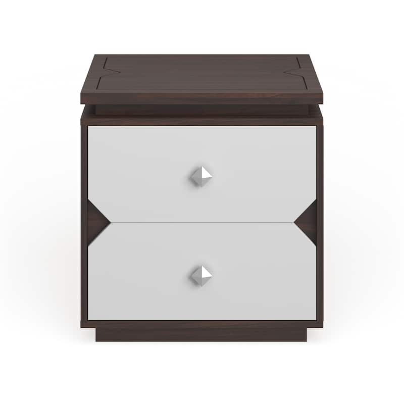 Tarris Contemporary Walnut 20-inch 2-Drawer Side Table by Furniture of America