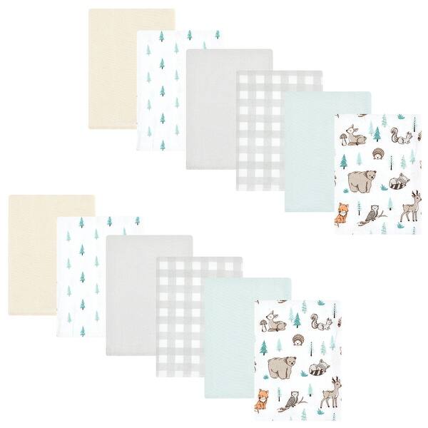 slide 1 of 1, Hudson Baby Cotton Flannel Burp Cloths Bundle, Neutral Woodland Pals, One Size - Neutral Woodland Pals - One Size One Size - Neutral Woodland Pals