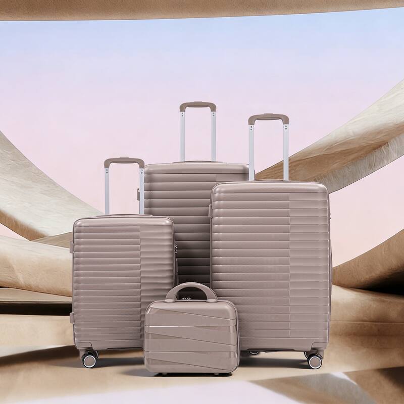 14IN 20IN 24IN 28IN 4 pcs/set in PP Spinner Wheel Luggage, Carry on Suitcase, Iron Pull Rod, Combination Password Lock