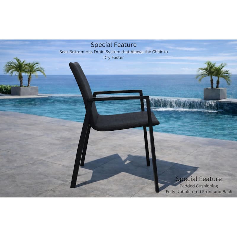 Dekota Dark Grey 13-Piece Aluminum Outdoor Dining Set with Sling Set in Midnight Grey - N/A