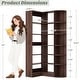 preview thumbnail 8 of 22, 6-Tier Corner Bookshelf, 71" H Freestanding L-Shaped Book Shelf with Baffle, Corner Open Display Shelf Bookcase