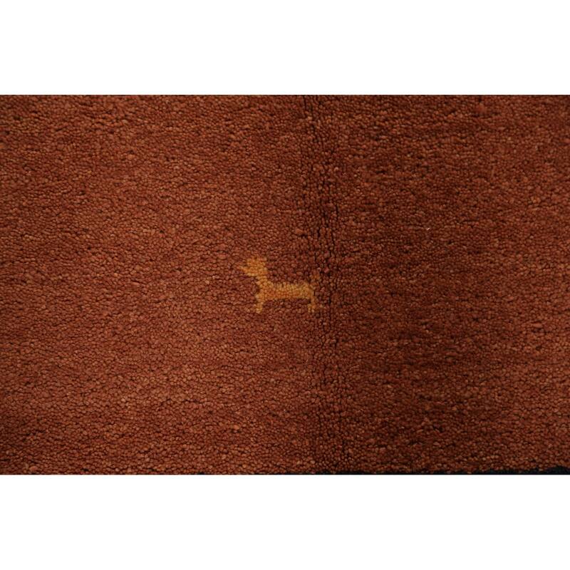Striped Gabbeh Oriental Area Rug Hand-Knotted Wool Carpet - 6'7" x 9'6"