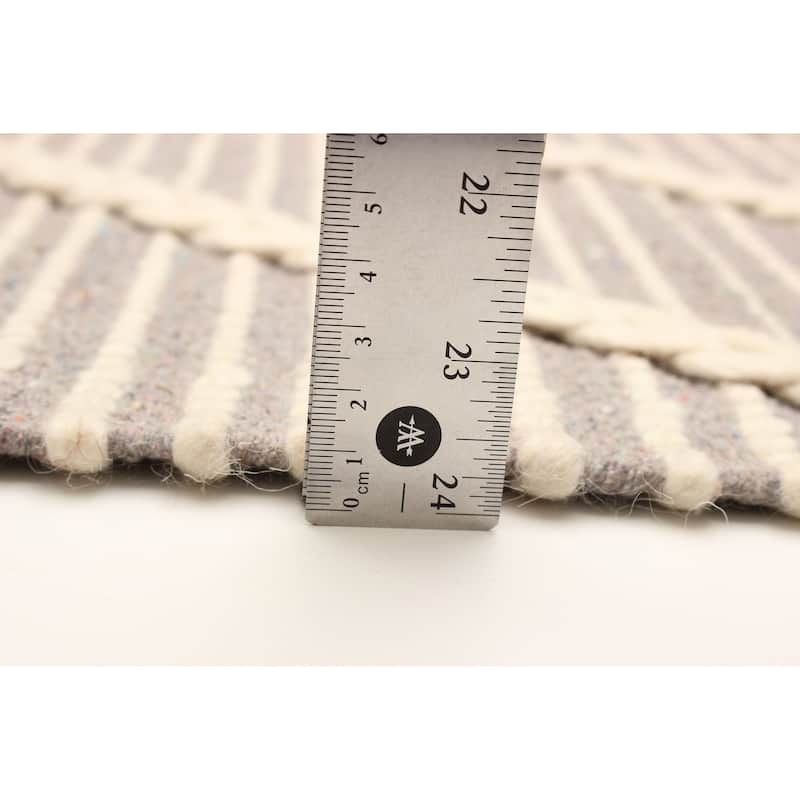 ECARPETGALLERY Braid weave Sienna Grey Wool Rug - 4'9 x 8'2