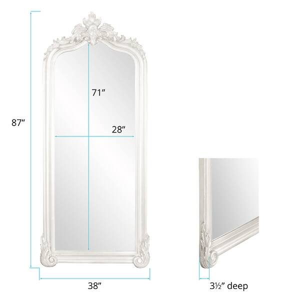 dimension image slide 6 of 15, Allan Andrews Rectangular Oversized Full-Length Floor Mirror with Arched Wood Frame - 87"H x 38"W