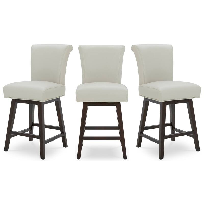 Spruce & Spring Noah Upholstered 26-inch Counter Height Swivel Barstool Set - Set of 3 - Light Grey - Counter Height