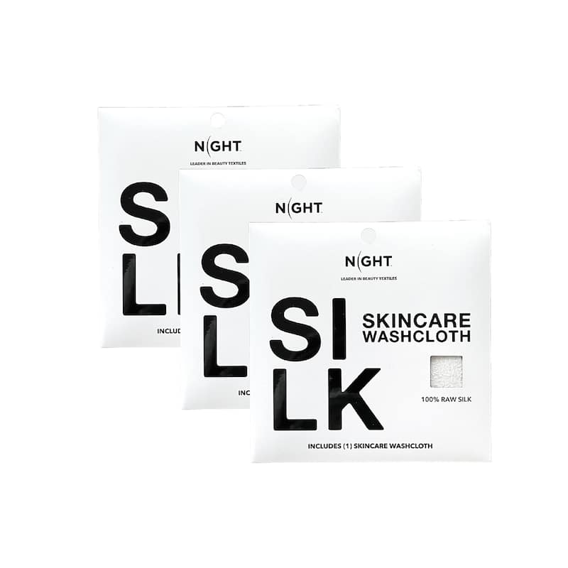 NIGHT Raw Silk Skincare Washcloth 3pk - O/S