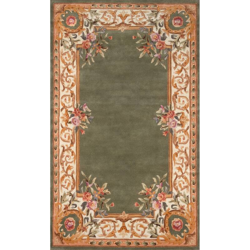 Momeni Harmony Hand Tufted Wool Traditional Floral Area Rug - Sage - 3'6" X 5'6"