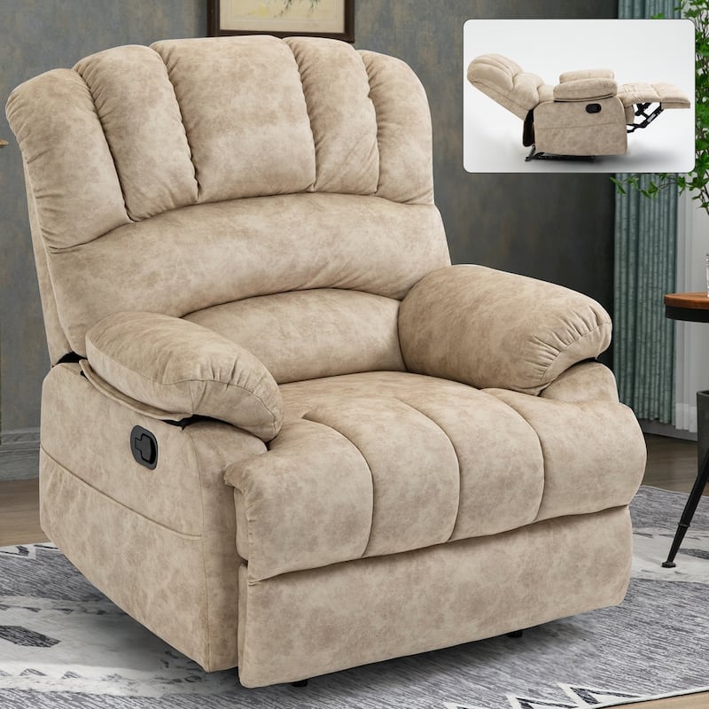 Large Manual Recliner Chair in Fabric for Living Room,Beige
