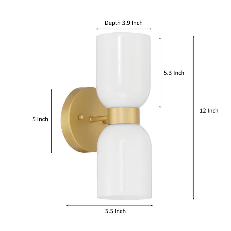 Shuman 2-light Mid-century Modern White Gold Wall Sconce with UL