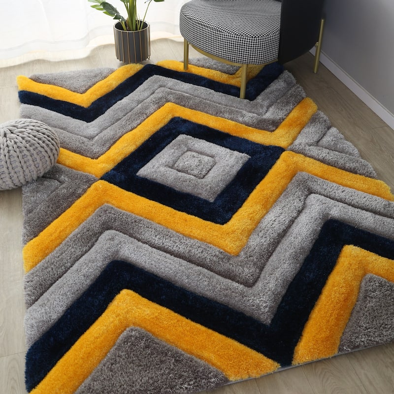 Mateos Shag Collection Abstract Area Rug - 5' X 7'