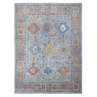 Shahbanu Rugs Misty Gray Hand Knotted Aryana Collection Mahal All Over ...