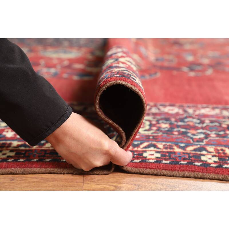 Hand Knotted Oriental 100% Wool Carpet Traditional Floral Red Balouch Area Rug - 11' 5'' X 8' 5''