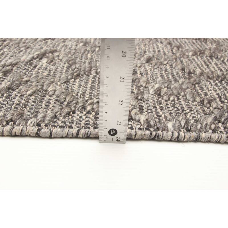 ECARPETGALLERY Braid weave Sienna Dark Grey Wool Rug - 5'3 x 7'6