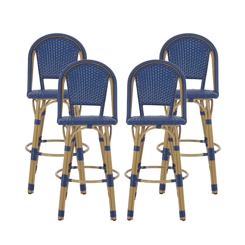 Shelton Wicker and Aluminum Outdoor 29.5 Inch Barstools by Christopher Knight Home
