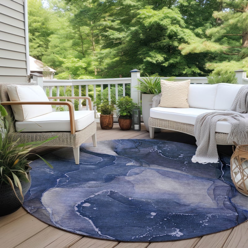 Machine Washable Indoor/ Outdoor Abstract Chantille Rug