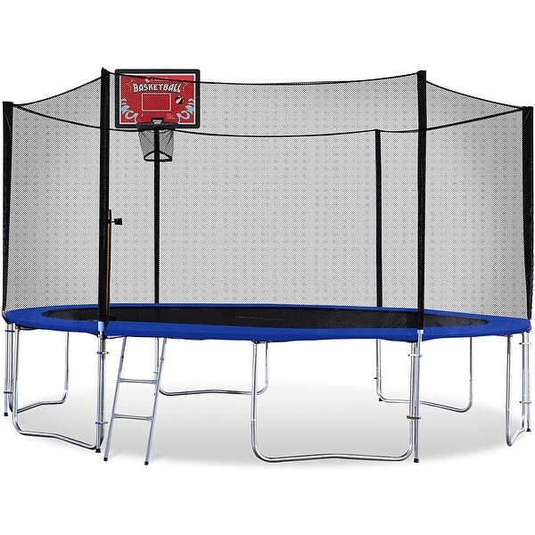 Trampoline with basketball hoop and slide 2025