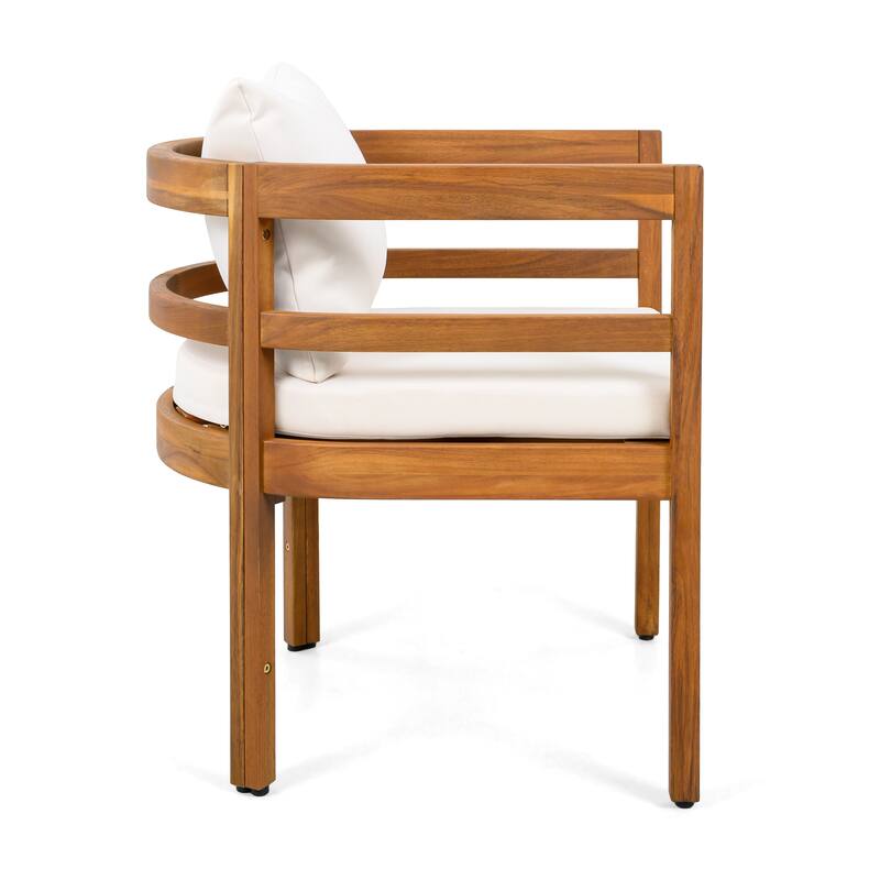 Christopher Knight Home - Raventon Outdoor Acacia Wood Extendable 7-Piece Patio Dining Set with Cushioned Chairs