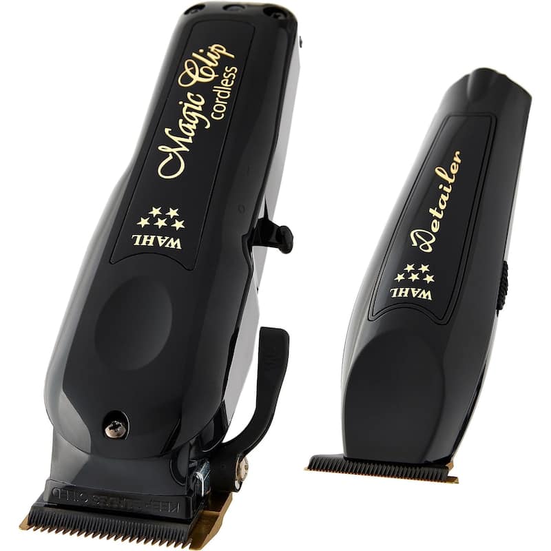 Wahl Professional 5-Star Series Cordless Barber Combo 3025397 Black Magic Clip and Detailer Trimmer - Full Size