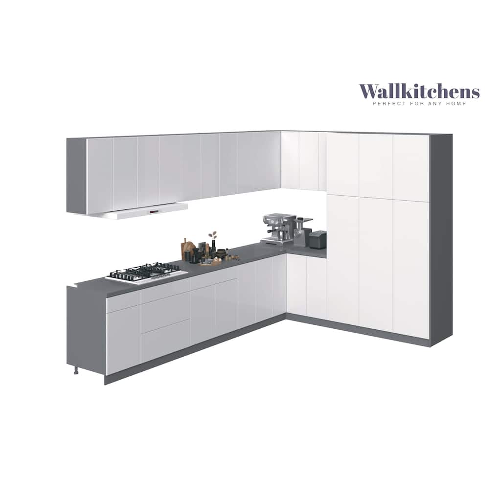 Kitchen Timeless Collection White Gloss Color Base Size 12Ft Wide - 144x102