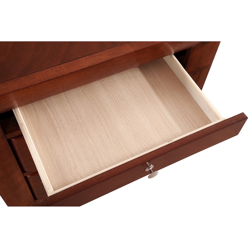 Wooden Nightstand with Dovetailed Drawers - 28" - Brown