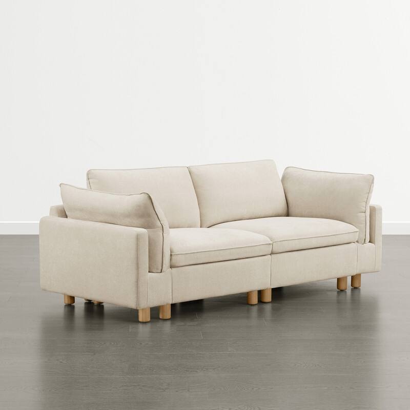 Spruce & Spring Modular Cloud Couch Sofa with Wood Legs for Living Room