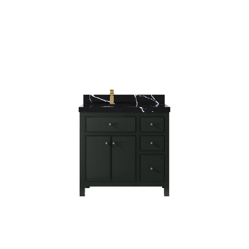 Willow Collections 36 in W x 22 in D Sonoma Left Offset Free Standing Reeded Bathroom Vanity with Countertop