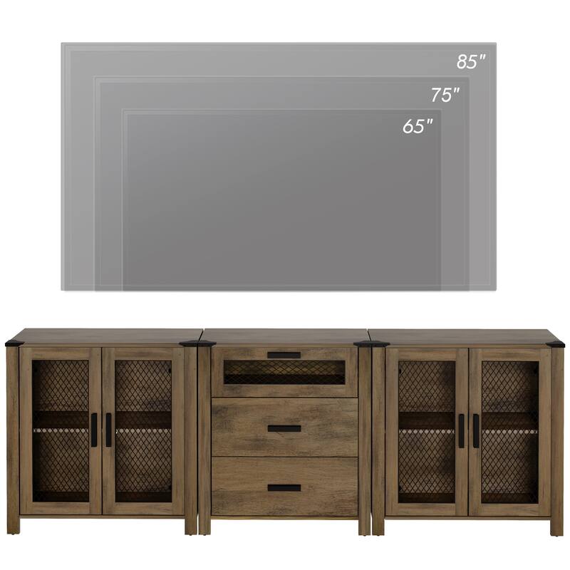 WAMPAT TV Stand set with Drawers for ups to 85 inch TV,Storage Cabinets with Adjustable Shelf - 1 Pack